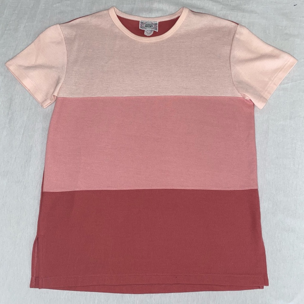 VINTAGE “Ashly Brent” Color block ribbed t shirt